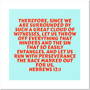 Bible Verse Hebrews 12:1 Posters and Art